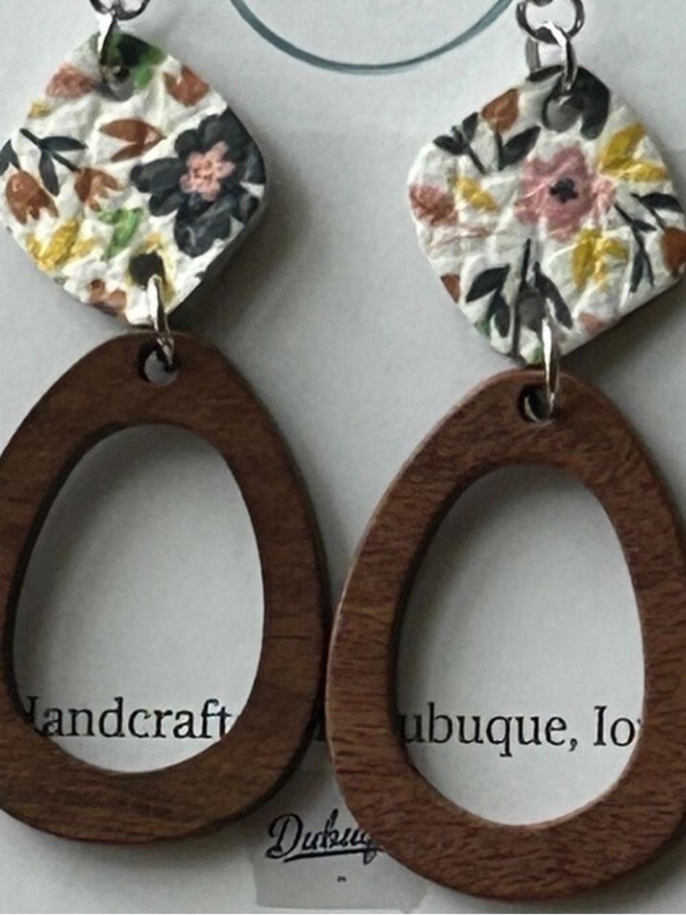 Wood Bohemian Drop Earrings Jewelry by Jen Handcrafted